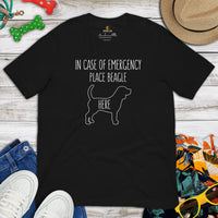 Beagle Dog Themed Clothes & Attire - Gifts for Dog Moms, Dads & Lovers - Funny Canine Tee Shirts For Humans - Place Beagle Here T-Shirt - Black