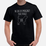 Beagle Dog Themed Clothes & Attire - Gifts for Dog Moms, Dads & Lovers - Funny Canine Tee Shirts For Humans - Place Beagle Here T-Shirt - Black, Men