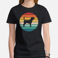 Beagle Dog Themed Clothes & Attire - Gifts for Dog Moms, Dads & Lovers - Funny Canine Tee Shirts For Humans - Retro Sunset Themed Shirt - Black, Women
