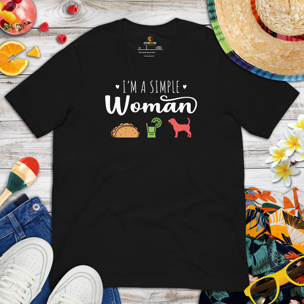 Beagle Dog Themed Clothes & Attire - Gifts for Dog Moms & Lovers - Funny Canine Tee Shirts For Humans - I'm A Simple Women T-Shirt - Black