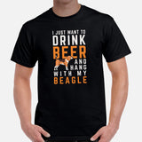 Beagle Dog Themed Clothes - Gifts for Dog Lovers - Canine Tee Shirts For Humans - I Just Want To Drink Beer & Hang With My Dog T-Shirt - Black, Men