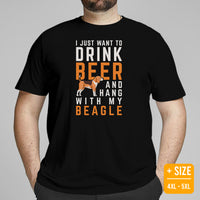 Beagle Dog Themed Clothes - Gifts for Dog Lovers - Canine Tee Shirts For Humans - I Just Want To Drink Beer & Hang With My Dog T-Shirt - Black, Plus Size