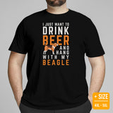 Beagle Dog Themed Clothes - Gifts for Dog Lovers - Canine Tee Shirts For Humans - I Just Want To Drink Beer & Hang With My Dog T-Shirt - Black, Plus Size