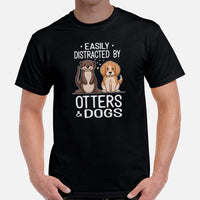 Beagle Dog Themed Clothes - Gifts for Dog Lovers - Funny Canine Tee Shirts For Humans - Easily Distracted By Otters And Dogs T-Shirt - Black, Men