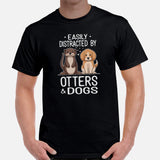 Beagle Dog Themed Clothes - Gifts for Dog Lovers - Funny Canine Tee Shirts For Humans - Easily Distracted By Otters And Dogs T-Shirt - Black, Men