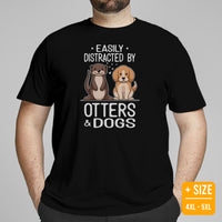 Beagle Dog Themed Clothes - Gifts for Dog Lovers - Funny Canine Tee Shirts For Humans - Easily Distracted By Otters And Dogs T-Shirt - Black, Plus Size