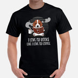 Beagle Dog Themed Clothes - Gifts for Dog Lovers - Funny Canine Tee Shirts For Humans - I Love My Books Like I Love My Coffee T-Shirt - Black, Men