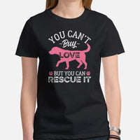 Beagle Dog Themed Clothes - Gifts for Dog Lovers - Funny Canine Tee Shirts For Humans - You Can't Buy Love But You Can Rescue It Shirt - Black, Women