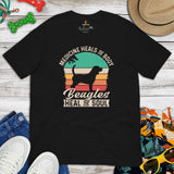 Beagle Dog Themed Clothes - Gifts for Dog Moms, Dads & Lovers - Funny Canine Tee Shirts For Humans - Beagles Heal The Soul T-Shirt - Black