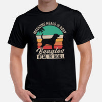 Beagle Dog Themed Clothes - Gifts for Dog Moms, Dads & Lovers - Funny Canine Tee Shirts For Humans - Beagles Heal The Soul T-Shirt - Black, Men