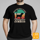 Beagle Dog Themed Clothes - Gifts for Dog Moms, Dads & Lovers - Funny Canine Tee Shirts For Humans - Beagles Heal The Soul T-Shirt - Black, Plus Size