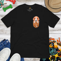 Beagle Dog Themed Clothes - Gifts for Dog Moms, Dads & Lovers - Funny Canine Tee Shirts For Humans - Cute Puppy In Pocket T-Shirt - Black