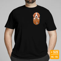 Beagle Dog Themed Clothes - Gifts for Dog Moms, Dads & Lovers - Funny Canine Tee Shirts For Humans - Cute Puppy In Pocket T-Shirt - Black, Plus Size