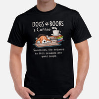 Beagle Dog Themed Clothes - Gifts for Dog Moms, Dads & Lovers - Funny Canine Tee Shirts For Humans - Dogs, Books And Coffee T-Shirt - Black, Men