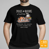 Beagle Dog Themed Clothes - Gifts for Dog Moms, Dads & Lovers - Funny Canine Tee Shirts For Humans - Dogs, Books And Coffee T-Shirt - Black, Plus Size