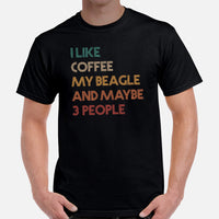 Beagle Dog Themed Clothes - Gifts for Dog Moms, Dads & Lovers - Funny Canine Tee Shirts For Humans - I Like Coffee & My Beagle T-Shirt - Black, Men