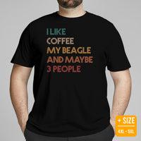 Beagle Dog Themed Clothes - Gifts for Dog Moms, Dads & Lovers - Funny Canine Tee Shirts For Humans - I Like Coffee & My Beagle T-Shirt - Black, Plus Size
