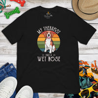 Beagle Dog Themed Clothes - Gifts for Dog Moms, Dads & Lovers - Funny Canine Tee Shirts For Humans - My Therapist Has A Wet Nose Shirt - Black