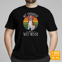 Beagle Dog Themed Clothes - Gifts for Dog Moms, Dads & Lovers - Funny Canine Tee Shirts For Humans - My Therapist Has A Wet Nose Shirt - Black, Plus Size
