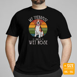 Beagle Dog Themed Clothes - Gifts for Dog Moms, Dads & Lovers - Funny Canine Tee Shirts For Humans - My Therapist Has A Wet Nose Shirt - Black, Plus Size