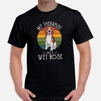 Beagle Dog Themed Clothes - Gifts for Dog Moms, Dads & Lovers - Funny Canine Tee Shirts For Humans - My Therapist Has A Wet Nose Shirt - Black, Men