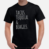 Beagle Dog Themed Clothes - Gifts for Dog Moms, Dads & Lovers - Funny Canine Tee Shirts For Humans - Tacos, Tequila And Beagles T-Shirt - Black, Men