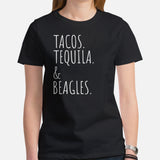 Beagle Dog Themed Clothes - Gifts for Dog Moms, Dads & Lovers - Funny Canine Tee Shirts For Humans - Tacos, Tequila And Beagles T-Shirt - Women