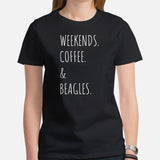 Beagle Dog Themed Clothes - Gifts for Dog Moms & Lovers - Funny Canine Tee Shirts For Humans - Weekends, Coffee And Beagles T-Shirt - Black, Women