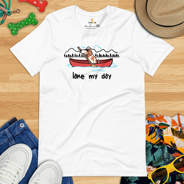 Beagle Dog Themed Clothes - Gifts for Kayakers, Campers & Dog Moms, Dads & Lovers - Canine Tee Shirts For Humans - Lake My Day T-Shirt - White