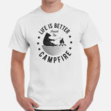 Bear & Roasting Smores Shirt - Life Is Better Around The Campfire T-Shirt - Adventurous Campsite Vibes Tee for Glamping Lover, Camper - White, Men