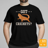 Bearded Dragon T-Shirt - Got Crickets Shirt - Lizard, Pogona Barbata, Reptiles Cottagecore Shirt - Ideal Gift for Beardie Owners - Black, Plus Size