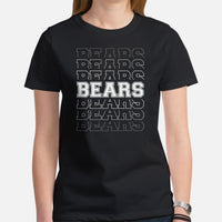 Bears Mascot T-Shirt - Football Fanatic Vintage Graphic Shirt: Retro Style, Ideal Gifts for Football Supporters & Fans - Game Day Shirt - Black, Women