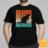 Beaver Retro Aesthetic T-Shirt - Marmota Shirt - Gift for Beaver Lovers & Pet Lovers, Zookeepers - River & Woodland Rodent Animal Tee - Black, Plus Size