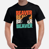 Beaver Retro Aesthetic T-Shirt - Marmota Shirt - Gift for Beaver Lovers & Pet Lovers, Zookeepers - River & Woodland Rodent Animal Tee - Black, Men
