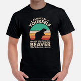 Beaver T-Shirt - Dam It Marmota Shirt - Always Be Yourself Shirt - River & Woodland Animal Tee - Gift for Rodent Lovers, Zookeepers - Black, Men