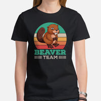 Beaver Team T-Shirt - Dam It Marmota Shirt - Gift for Beaver Lovers & Pet Lovers, Zookeepers - River & Woodland Rodent Animal Tee - Black, Women