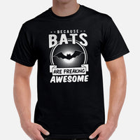 Because Bats Are Freaking Awesome T-Shirt - Flying Fox Shirt - Night Shift Shirt - Gift for Bat & Animal Lover - Biology & Zoology Tee - Black, Men