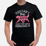 Berner Dog Themed Clothes & Attire - Canine Tee Shirt For Humans - Gifts for Dog Lovers - You Can't Buy Love But You Can Rescue It Tee - Black, Men