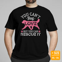 Berner Dog Themed Clothes & Attire - Canine Tee Shirt For Humans - Gifts for Dog Lovers - You Can't Buy Love But You Can Rescue It Tee - Black, Plus Size