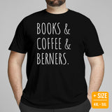 Berner Dog Themed Clothes & Attire - Canine Tee Shirt For Humans - Gifts for Dog Moms, Dads & Lovers - Dogs, Coffee And Berners T-Shirt - Black, Plus Size