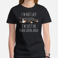 Berner Dog Themed Clothes & Attire - Funny Canine Tee Shirt For Humans - Gifts for Dog Moms & Dads - I'm Just On Power Saving Mode Tee - Black, Women