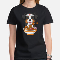 Berner Dog Themed Clothes & Attire - Funny Canine Tee Shirt For Humans - Gifts for Dog Moms, Dads & Lovers - Japanese Ramen Noodle Tee - Black, Women