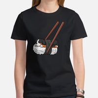 Berner Dog Themed Clothes & Attire - Funny Canine Tee Shirt For Humans - Gifts for Dog Moms, Dads & Lovers - Japanese Sushi T-Shirt - Black, Women