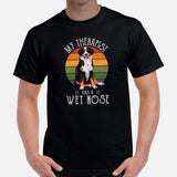 Berner Dog Themed Clothes & Attire - Funny Canine Tee Shirt For Humans - Gifts for Dog Moms & Dads - My Therapist Has A Wet Nose Shirt - Black, Men