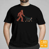 Berner Dog Themed Clothes & Attire - Funny Canine Tee Shirt & Outfit For Humans - Gifts for Dog Lovers - Bigfoot Walking A Dog T-Shirt - Black, Plus Size