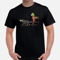 Berner Dog Themed Clothes & Attire - Funny Canine Tee Shirt & Outfit For Humans - Gifts for Dog Lovers - Zombie Chasing His Foot Shirt - Black, Men