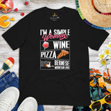 Berner Dog Themed Clothes - Funny Canine Tee Shirt For Humans - Gifts for Wine, Pizza & Dog Lovers - I'm A Simple Woman T-Shirt - Black