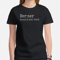 Bernese Mountain Dog Themed Clothes - Canine Tee Shirt For Humans - Presents for Dog Moms & Dads - Funny Berner Definition T-Shirt - Black, Women