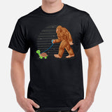Bigfoot Walks Turtle Shirt - Mythical Cryptid Yeti, Sasquatch Shirt - Tortoise Tee for Wilderness Adventure Enthusiasts, Biologist - Black