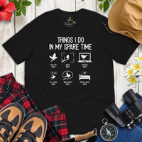 Camping & Bird Watching Shirt - Presents, Gift Ideas for Bird Lovers, Birdwatchers - Birding T-Shirt - Things I Do In My Spare Time T-Shirt - Black